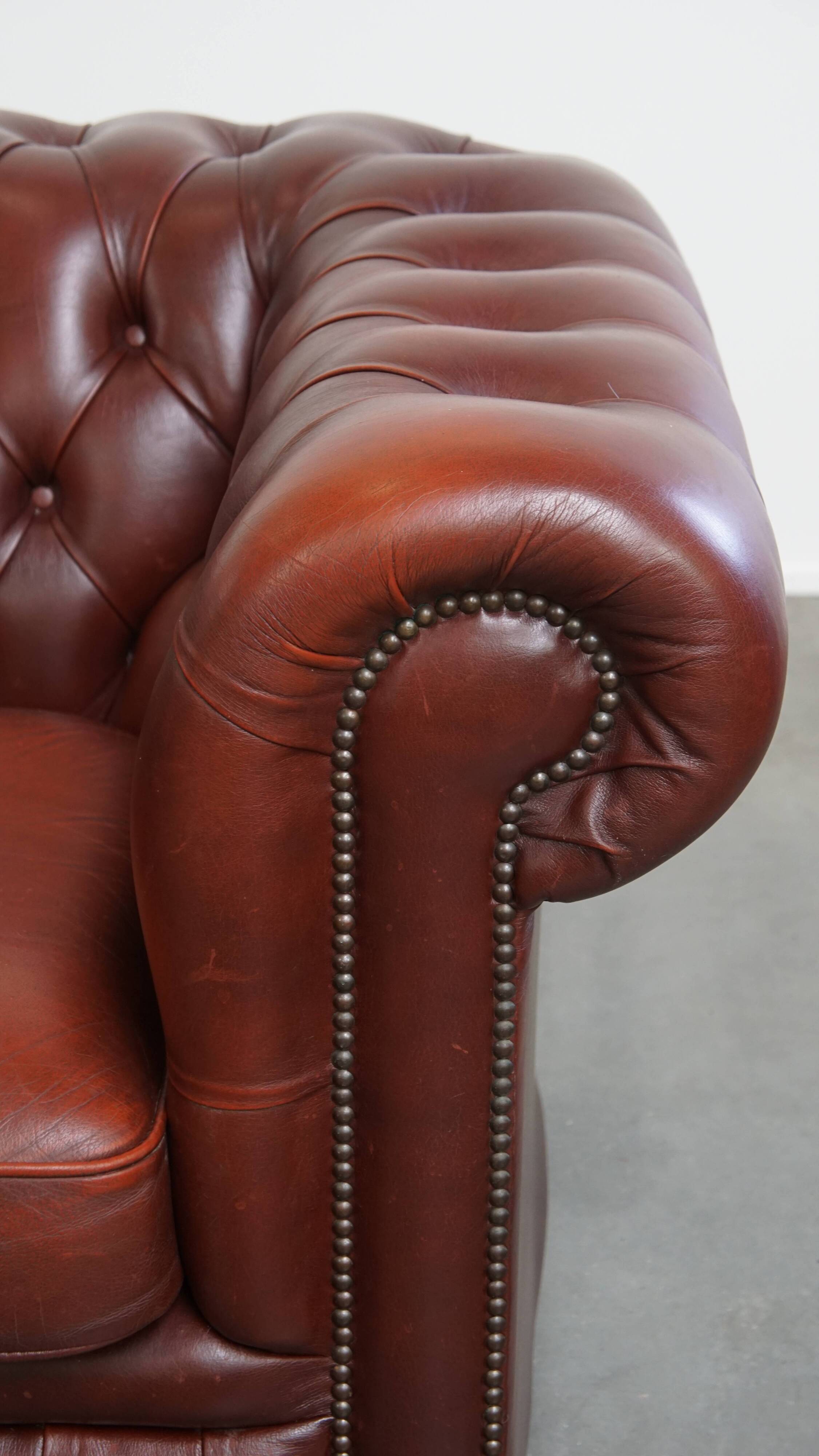 English Cowhide Leather Chesterfield Armchair
