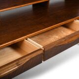 Kurt Østervig Low Walnut Sideboard with Bookcase Top 1950s