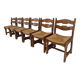 Ensemble de 6 chaises rasoir en chêne brutaliste, France, années 1960