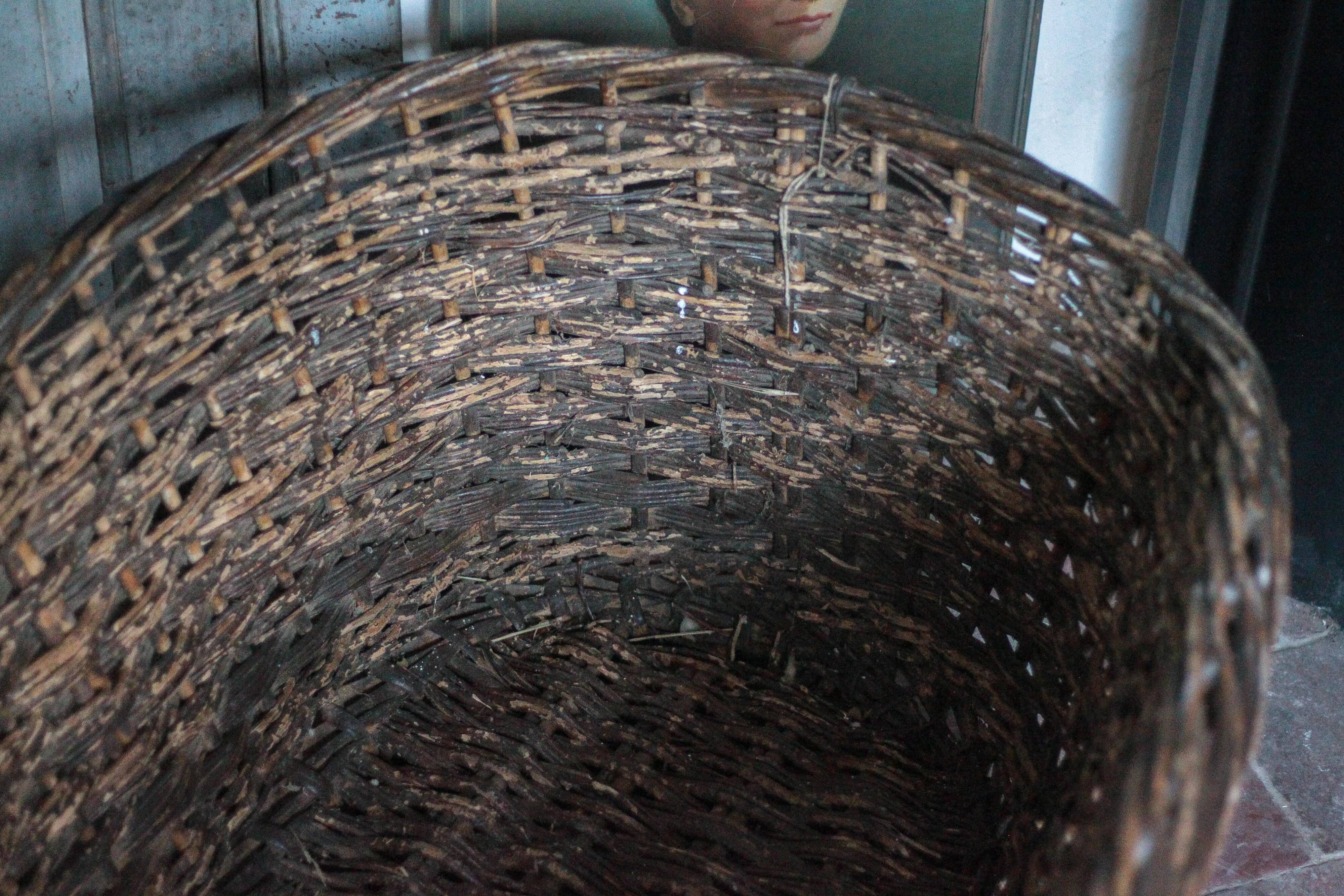 XXL woven basket antique, wicker basket, storage, baker's tool