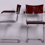 Set of two restored beech bauhaus armchairs by Mart Stam, Robert Slezak, Czechia, 1930s
