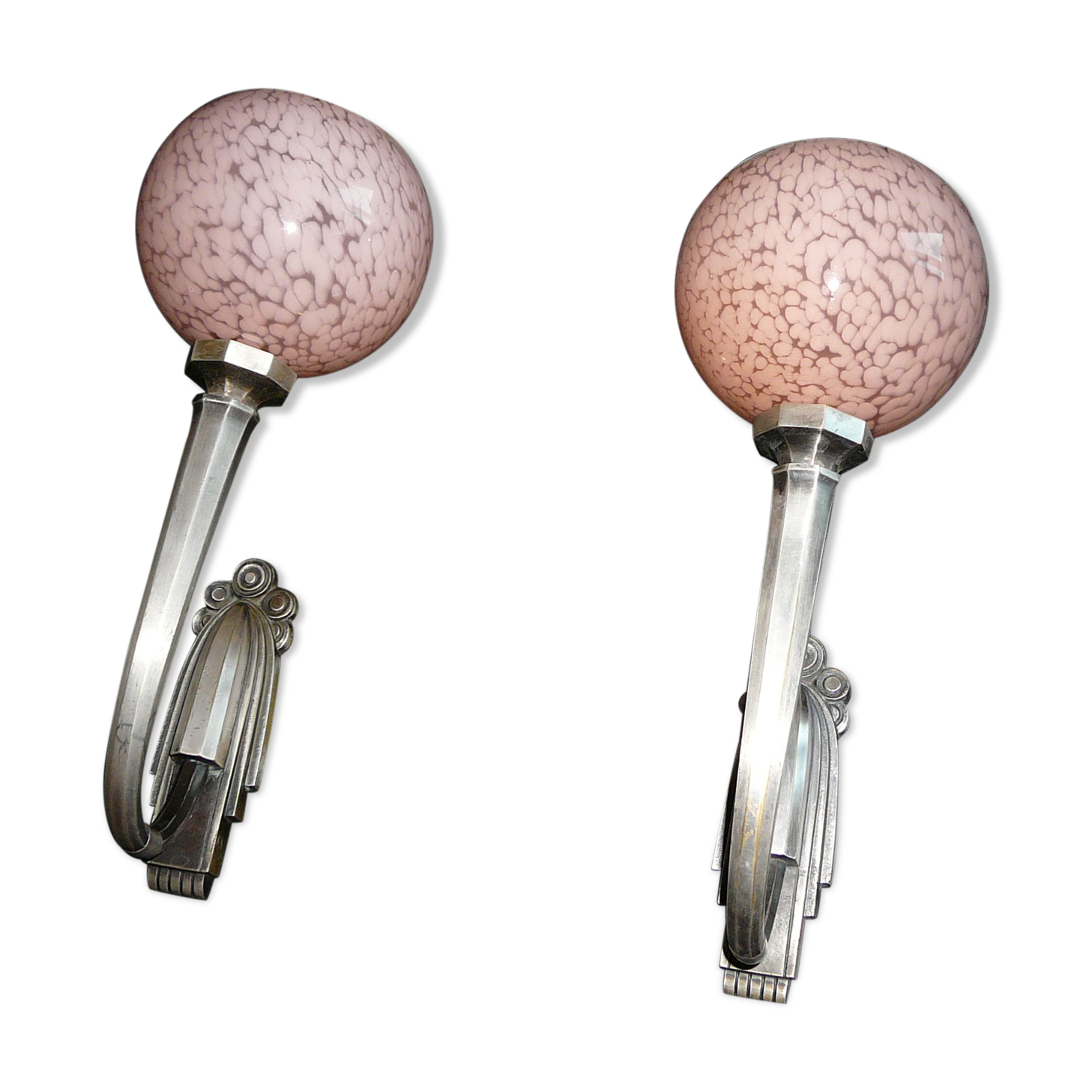 Pair of art deco wall light clichy glass