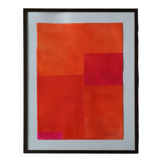 Watercolor on Arches paper by Leif Johansson, Abstract Composition, Framed