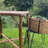 Antique rattan garden table