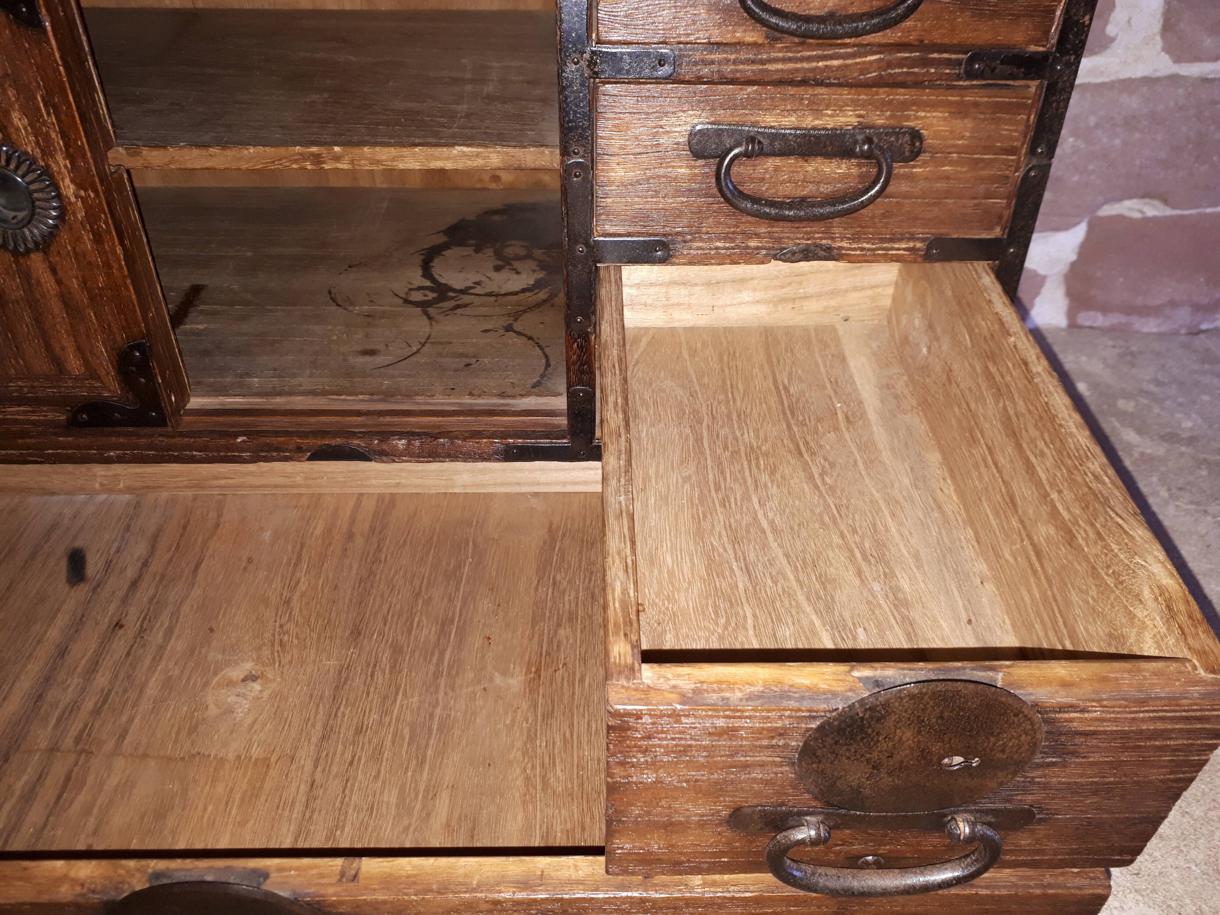 Cabinet, wooden tansu, Japan late Edo period