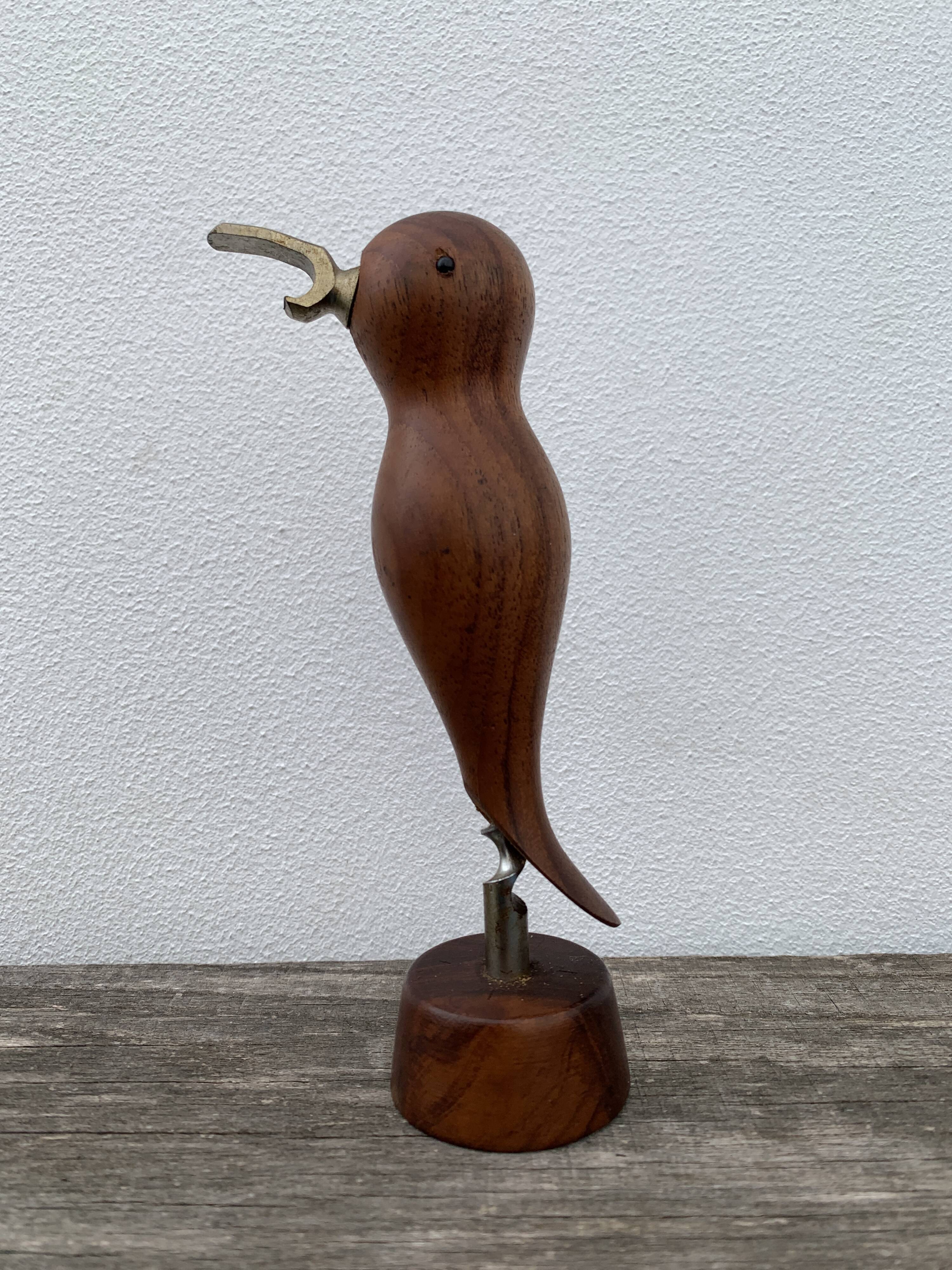Scandinavian design corkscrew in teak wood and brass, 1960
