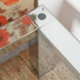 Chrome coffee table with its bisauté glass