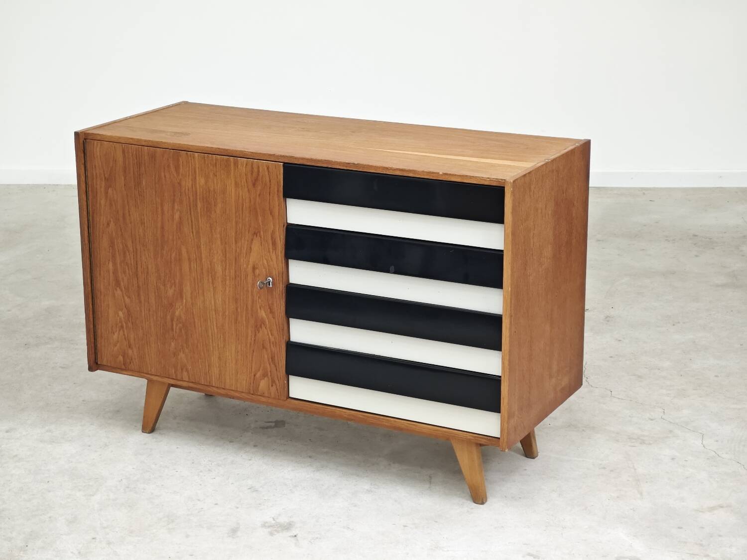 U-458 Sideboard Cabinet by Jiri Jiroutek for Interier Praha black and white 1960