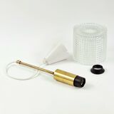 Mid-Century Scandinavian Crystal Glass & Brass Ceiling Light by Fagerlund