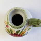 Vintage ceramic slip vase V Bassano pitcher decorated with porcelain flowers