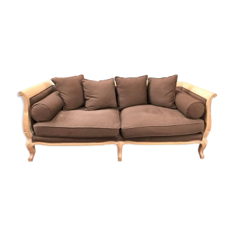 2-seater wooden sofa - fabric