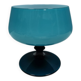 Coupe sur pied en verre turquoise vintage, Carlo Moretti, Italie, années 1960