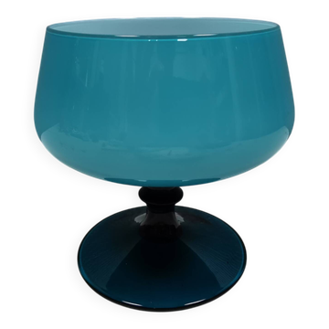Coupe sur pied en verre turquoise vintage, Carlo Moretti, Italie, années 1960