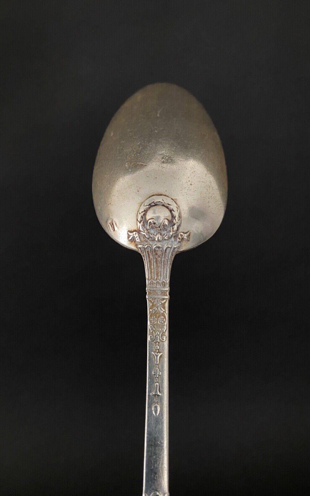 Pair of Gorini silver cutlery, Empire style, Minerva hallmark and richly decorated monogram