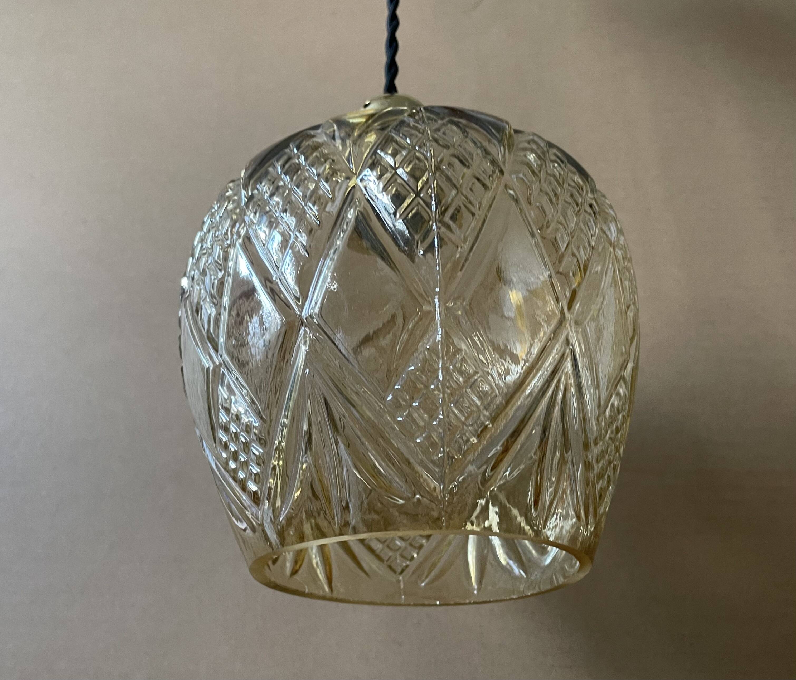 70s glass pendant light