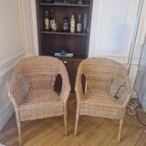 Paire de fauteuils rotin