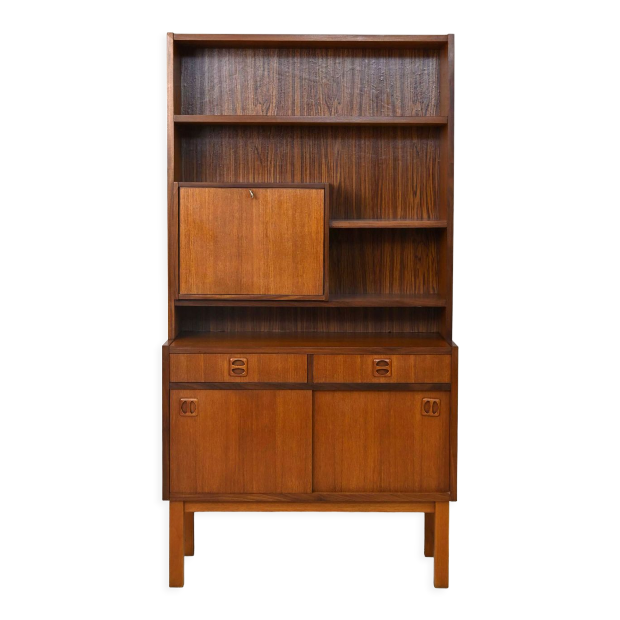 Scandinavian bookcase with bar compartment