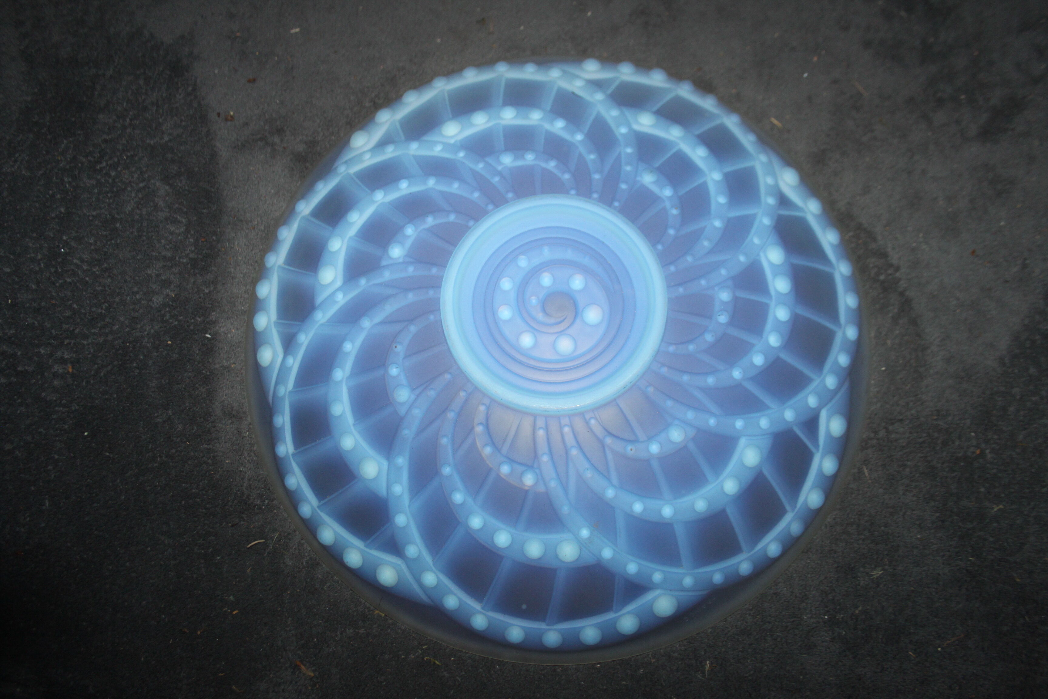 1930s opalescent glass art deco cut. Signed J Landier