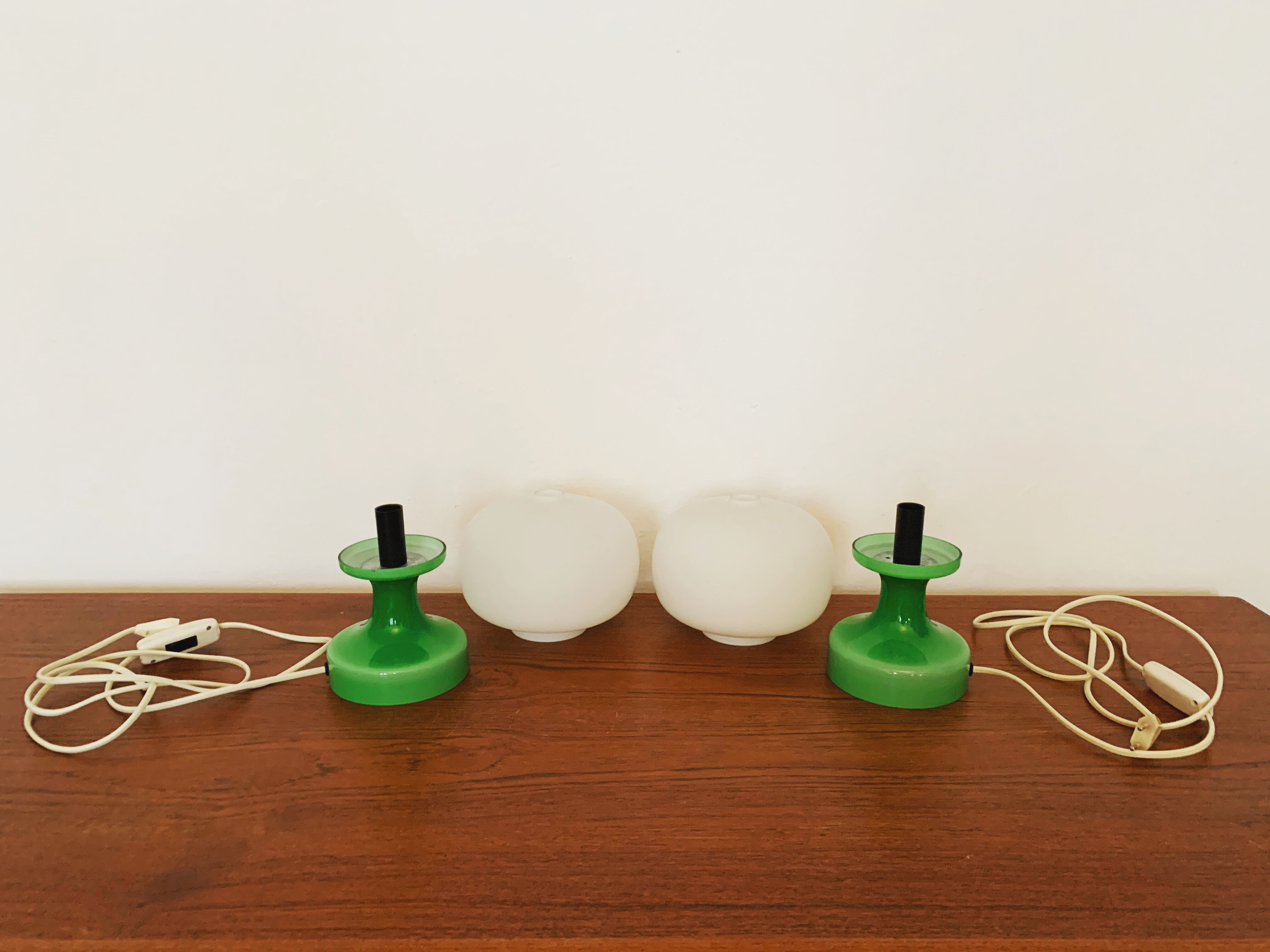 Czech Set of 2 Mid-Century Modern glass table lamps by Ivan Jakeš