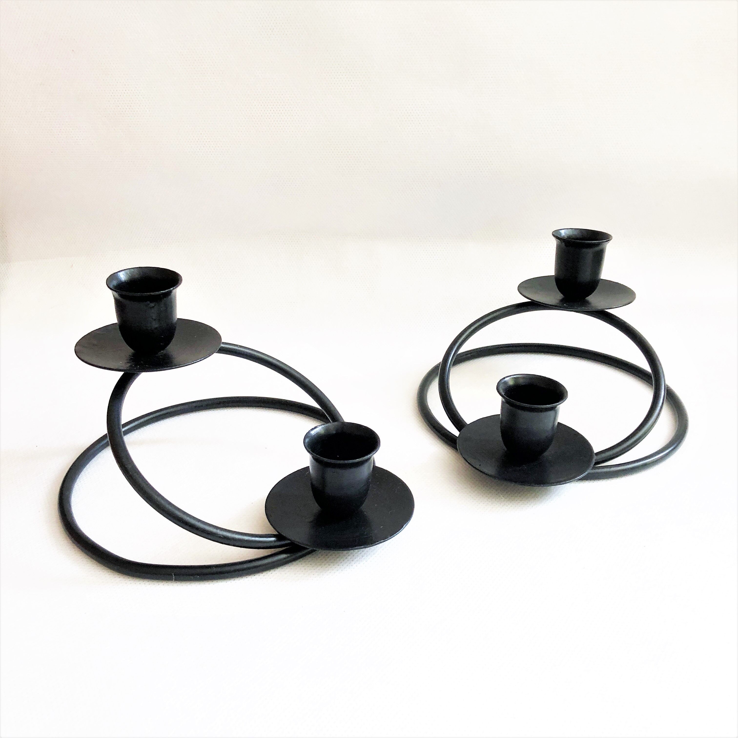 Pair of candlesticks candlesticks black wrought iron