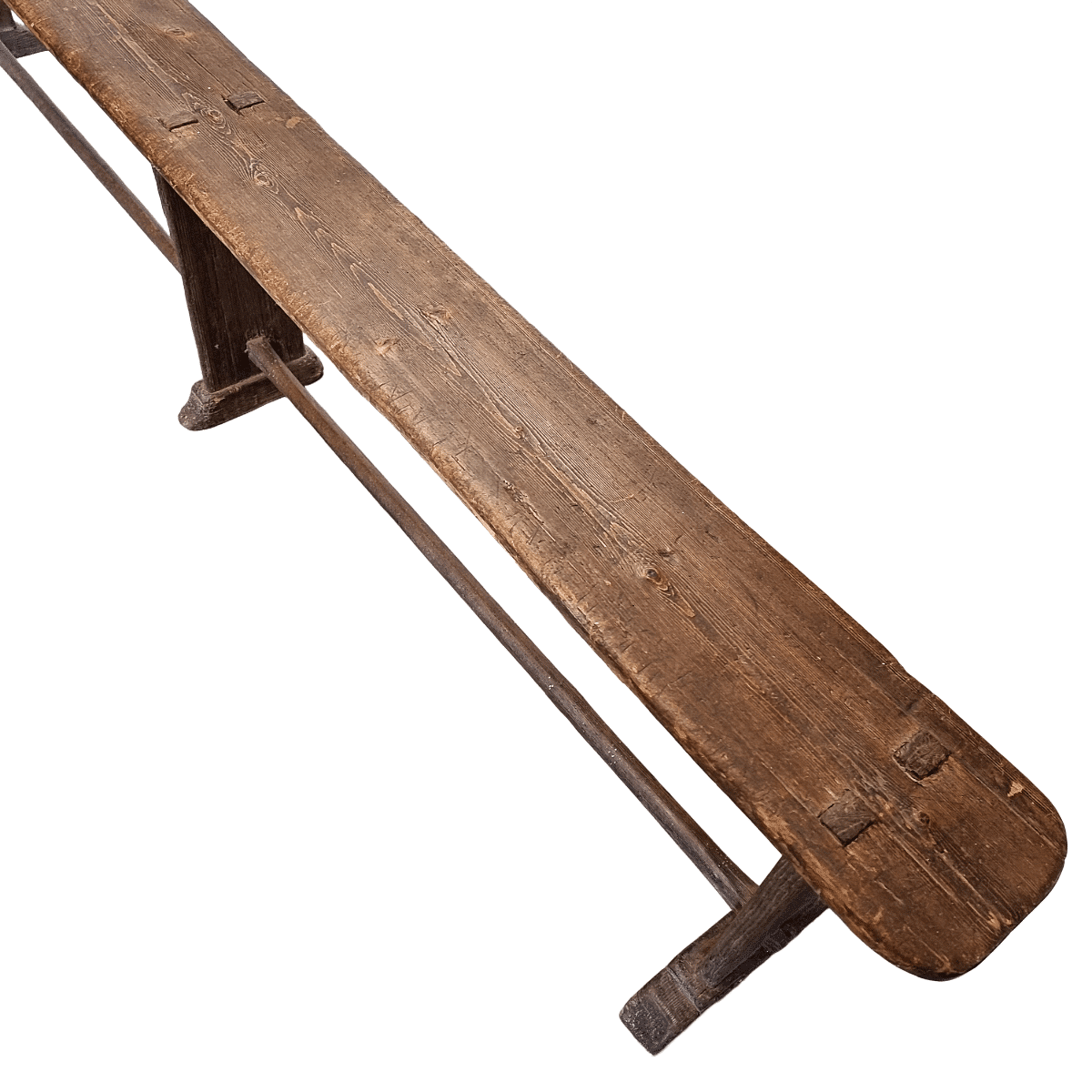 Antique French Wooden Bistro Bench, from around 1850