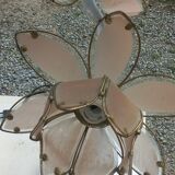 Pair of 70s floor lamps in lacquered metal flowers in glass and gilded metal