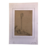 Dessin 1850 crayon croix de st fiacre à auray morbihan bretagne 56, signé f.m. ferdinand moutier
