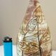Glazed ceramic drop vase, signed Michel Argans, leaf decoration