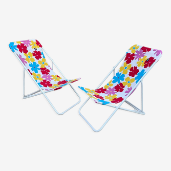 Pair of deckchairs "Lafuma" POP pattern