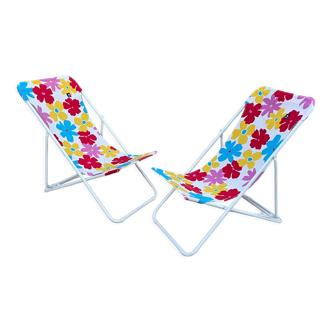 Pair of deckchairs "Lafuma" POP pattern