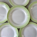 set of 6 pastel gradient light green dessert plates 40s-50s