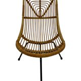 Tripod Rattan easy chair by Dirk van Sliedregt Rohe Noordwolde 1960 in the Netherlands
