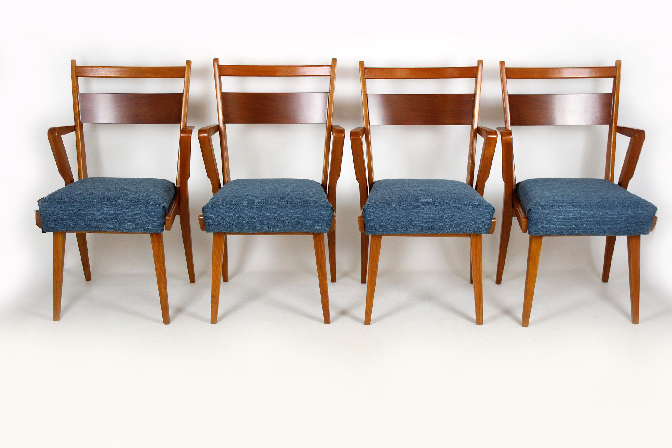 Ash & walnut dining chairs from Jitona Sobeslav, 1950