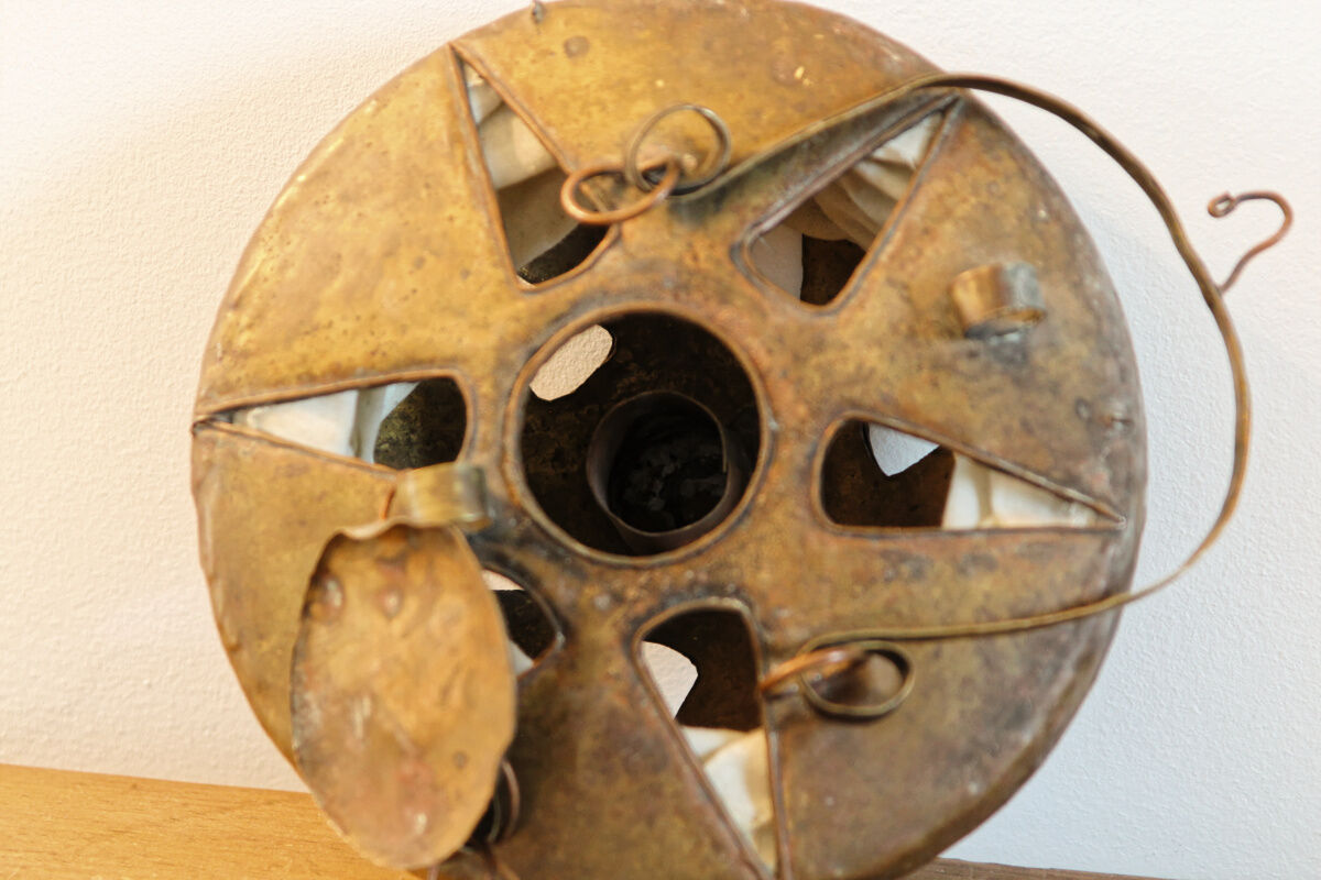 Lampion in natural cotton and metal