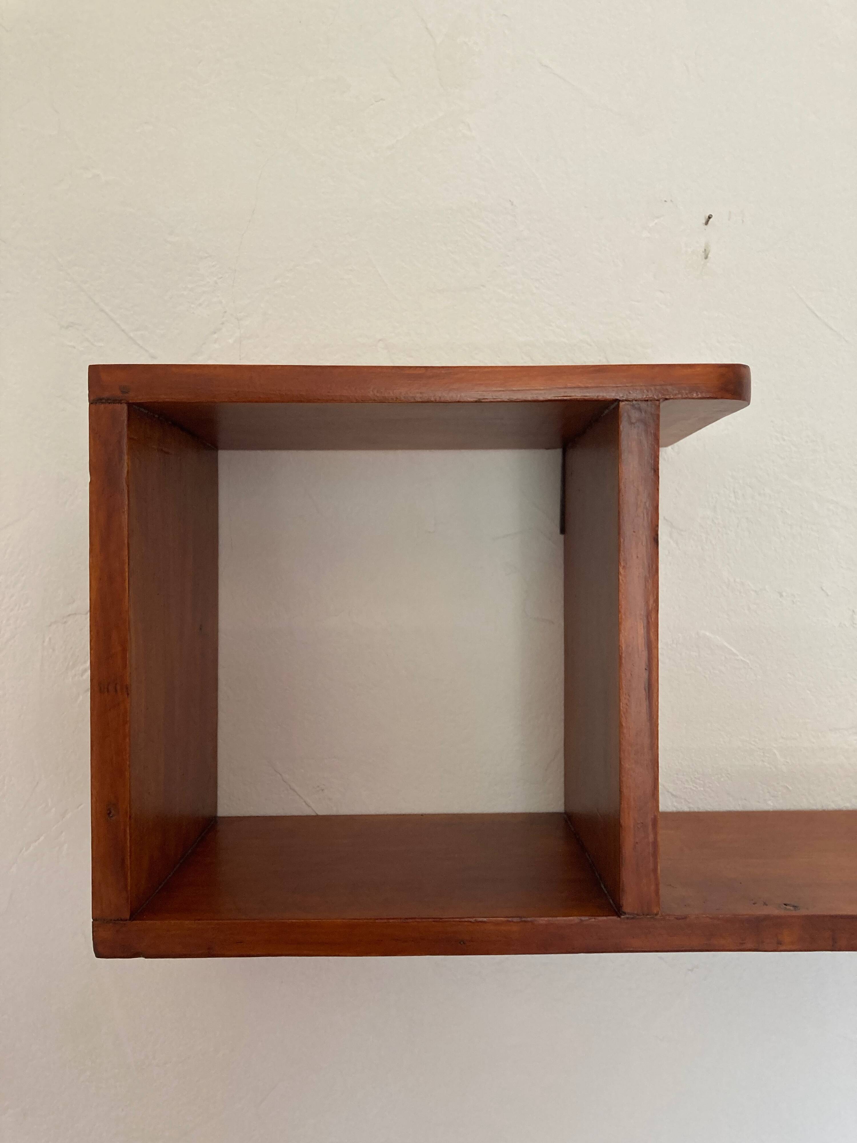 Varnished wooden wall shelf, 1960s