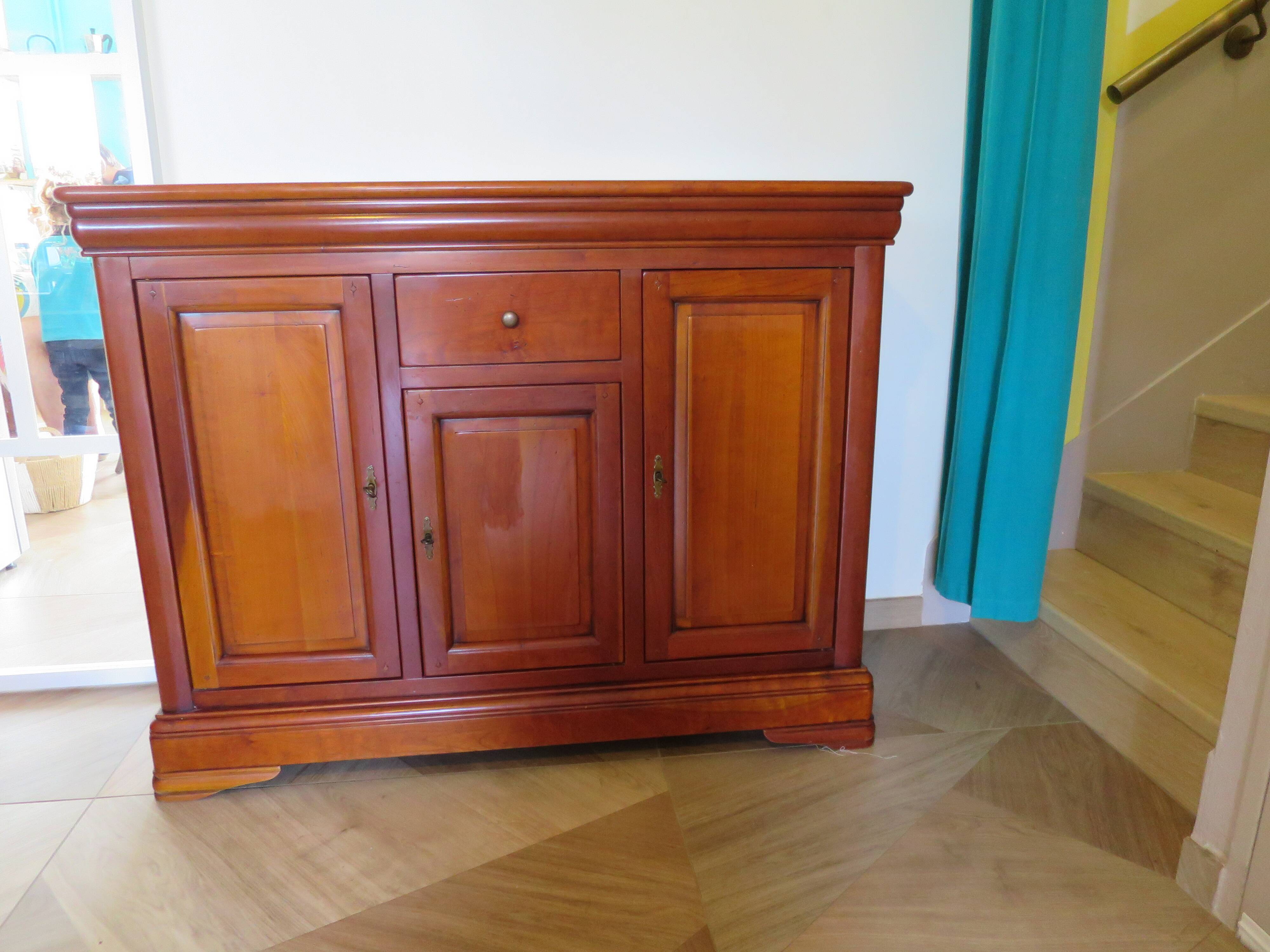Sideboard - Long entrance cabinet - 1 drawer - 3 doors - solid wood - Louis Philippe