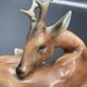 Royal Dux porcelain lying deer – Vintage Bohemian sculpture, mod
