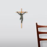 Antique realistic wooden crucifix, France ca. 1850