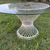 Russell Woodward garden table, fibreglass woven.
