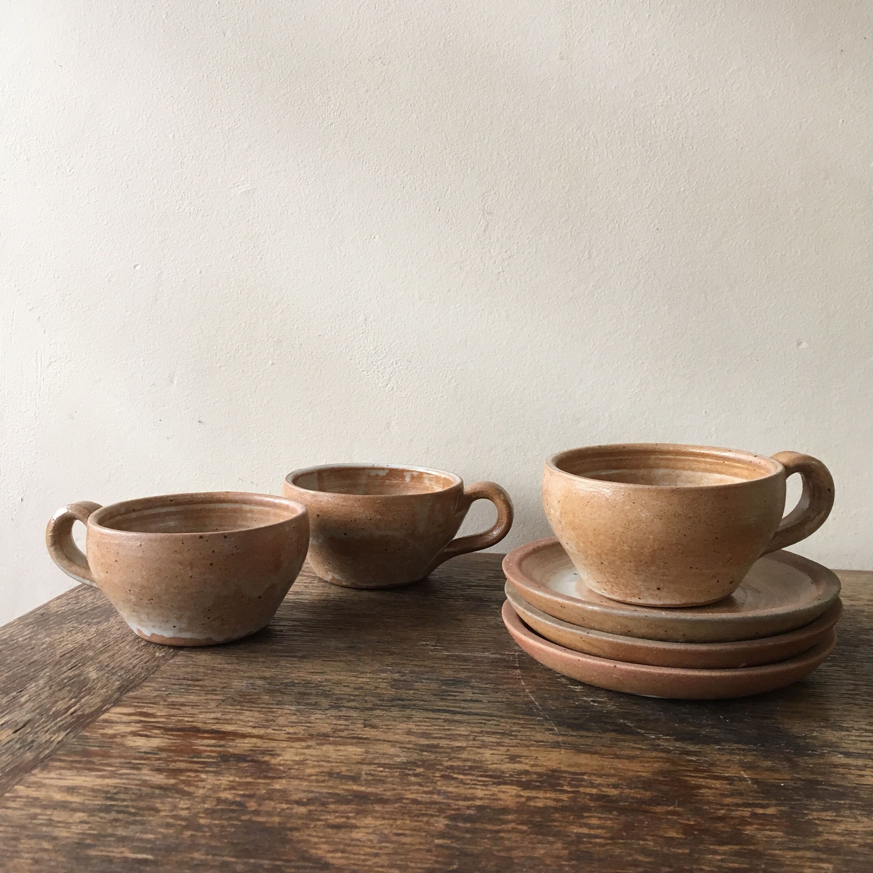 Lot of 3 marbled stoneware coffee mugs