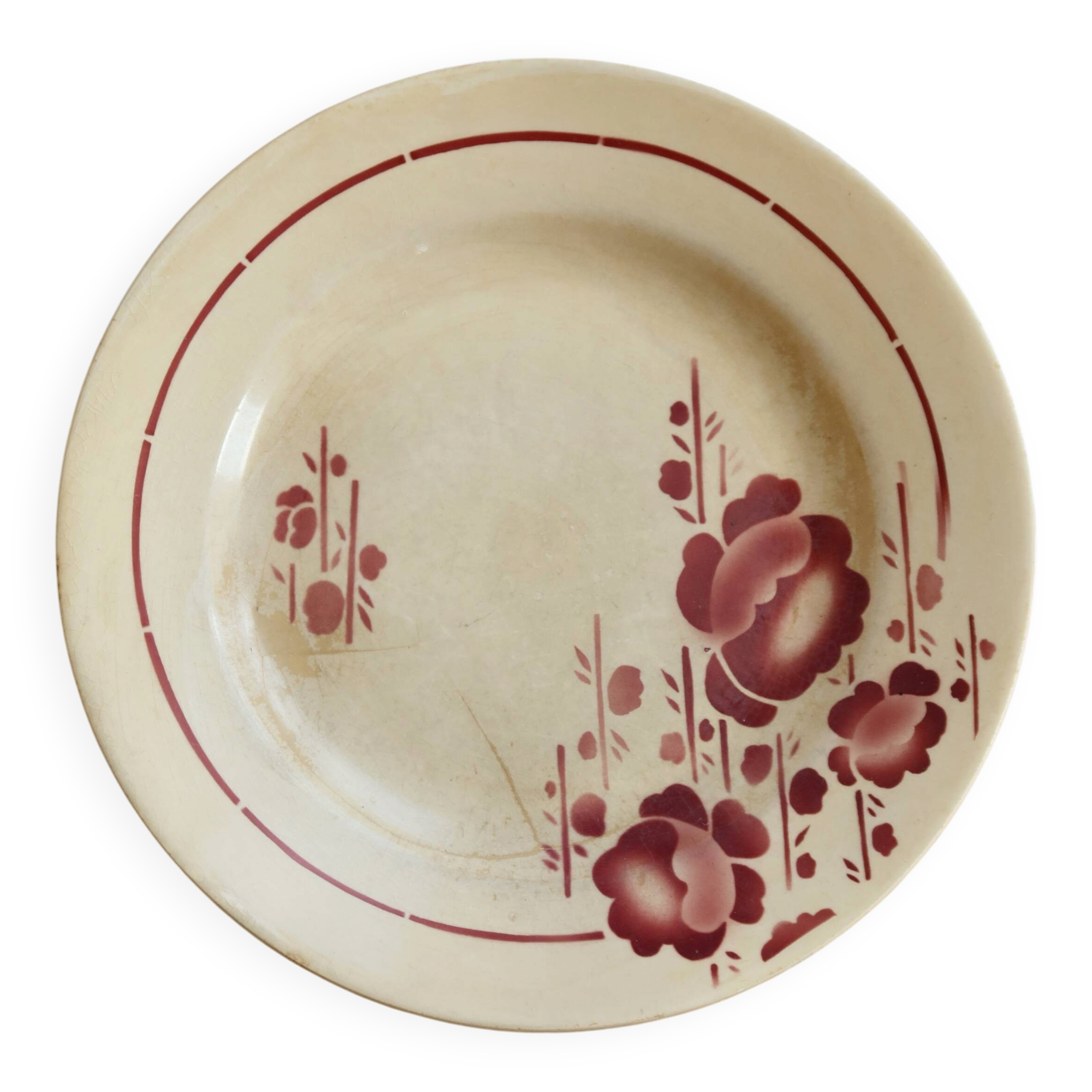 Assiette plate vintage terre de fer Saint-Amand modèle 211