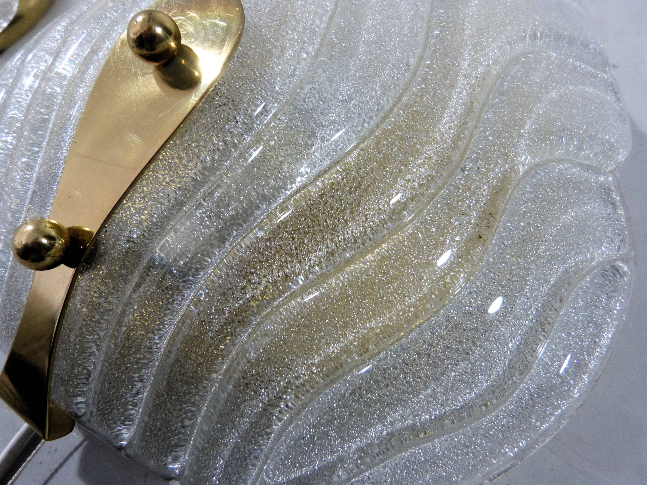 Set of 2 Murano glass wall lamps by Hillebrand 1960’s