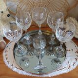 Anciens verres à pied cristal artisanat de Lorraine