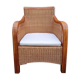 Fauteuil esprit colonial, bois et rotin, accoudoirs
