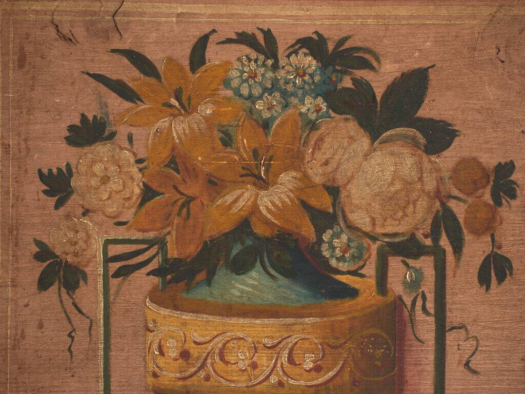 Antique wedding chest painted in pine – Austro-Hungarian Empire, 1841