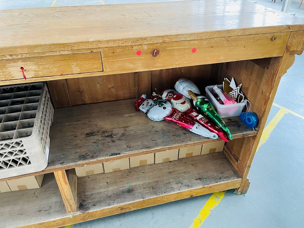 Old pitch pine counter
