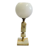 Onyx and brass lamp with opaline globe