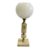Onyx and brass lamp with opaline globe
