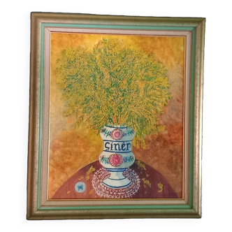 Oil on canvas signed-still life