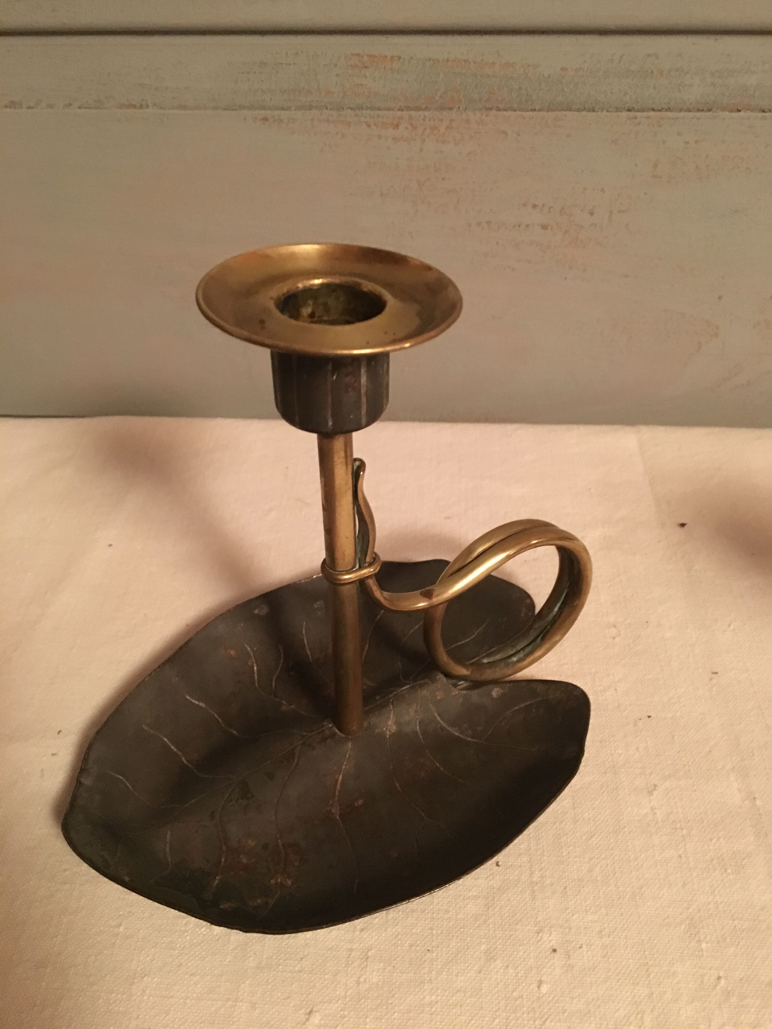Pair of Art Nouveau-style "water lily" candlesticks